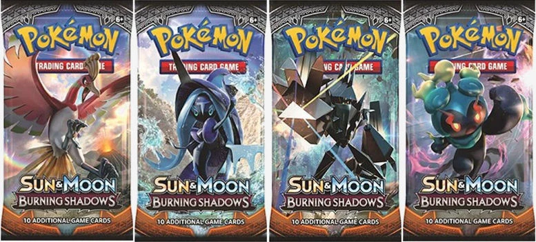 Burning Shadows English booster pack artwork